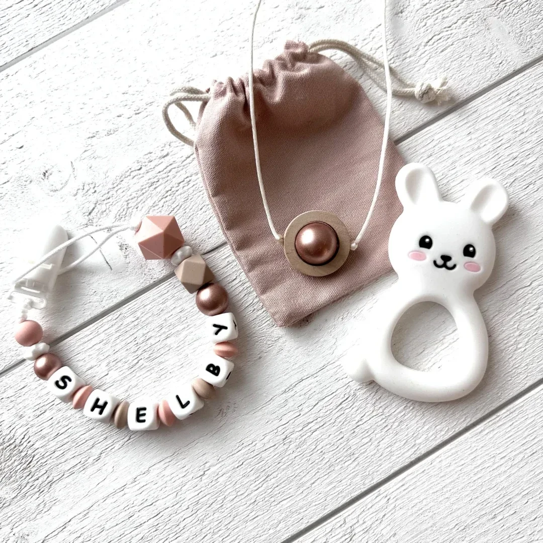 Attache-lolette et collier maman à mâchouiller – en set (Lapinou)