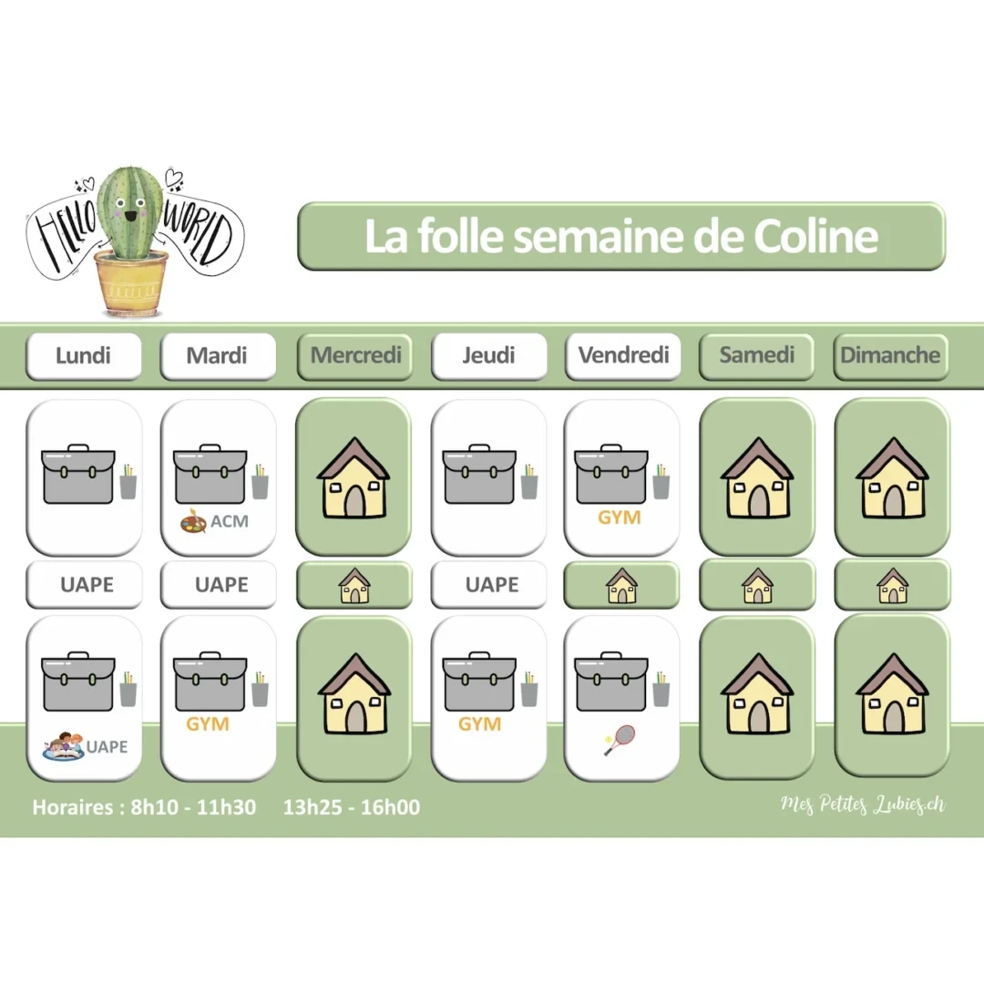 Planning de la semaine « Hello World » – Personnalisé pour vous !
