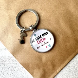 Porte-clés à message : tata qui déchire !