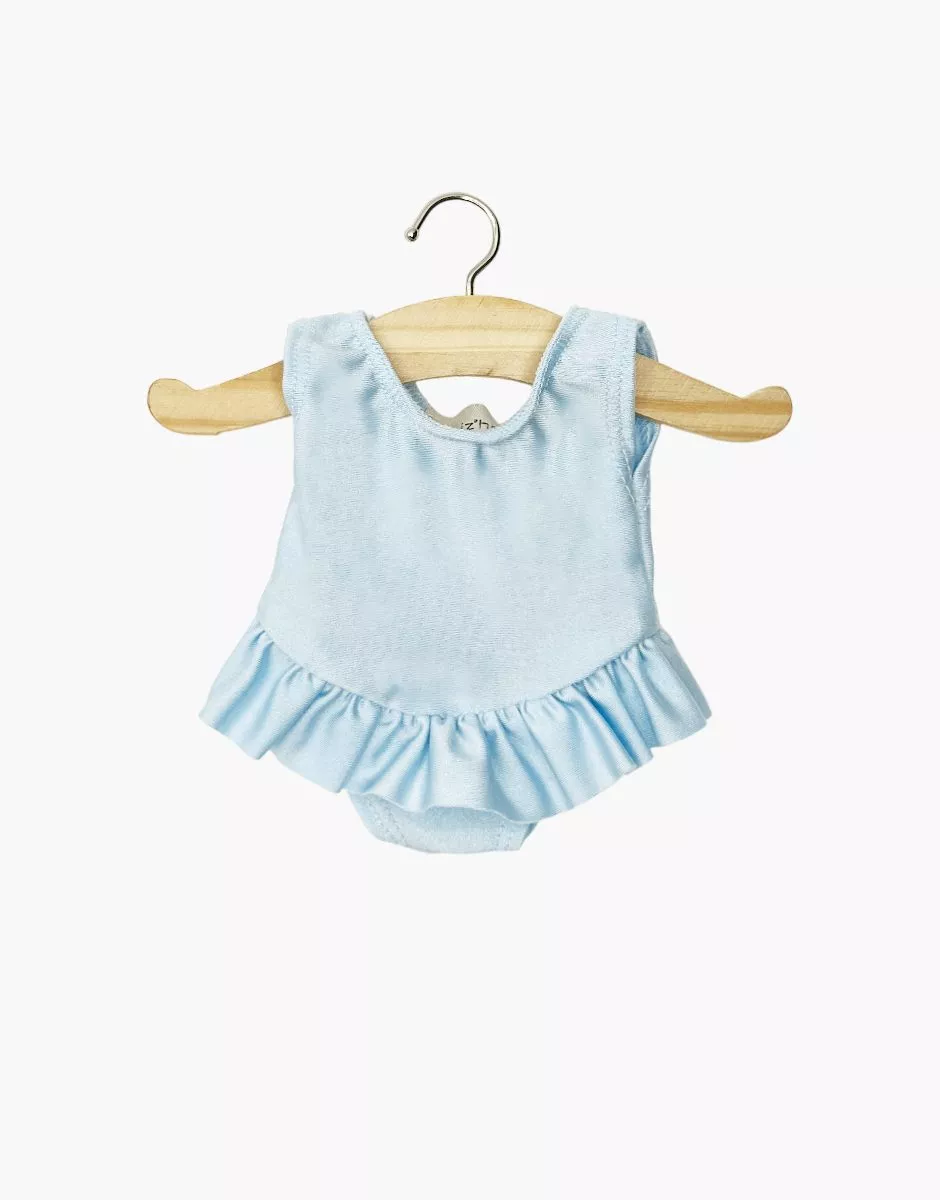 Justaucorps à volants Maïa en lycra bleu ciel