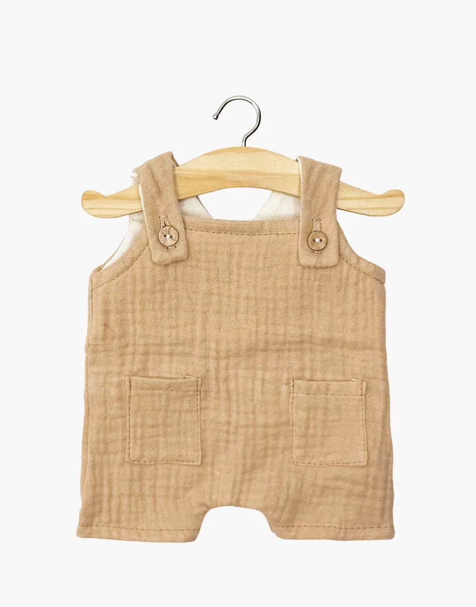 Salopette courte Antonin avec boutons en gaze de coton latté – Image 2