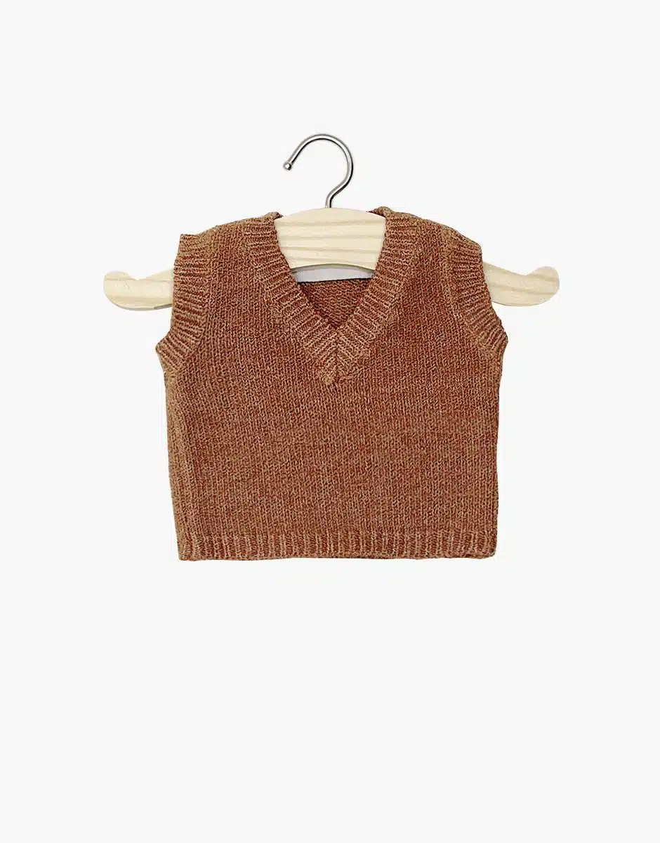 Débardeur Léonardo en tricot caramel chiné