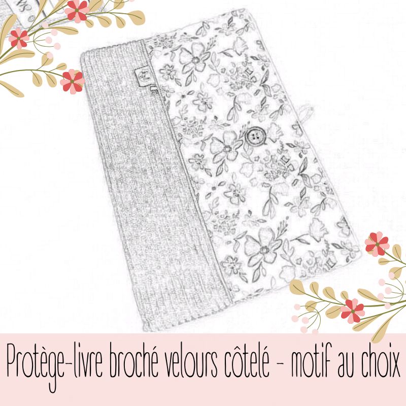 Protège-livre broché velours côtelé – motif au choix
